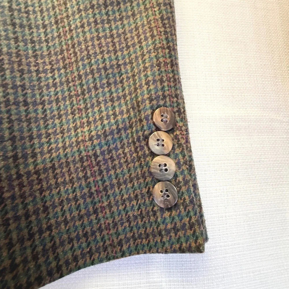 Vintage Cellini 44R Wool Blend Blazer‎ Houndstooth Sport Coat 90s Mens